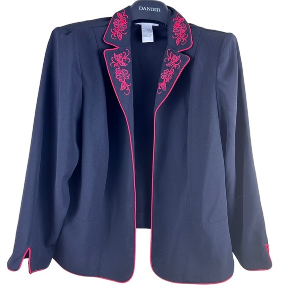 Vintage women’s black red embroidered blazer size‎ 18 WP